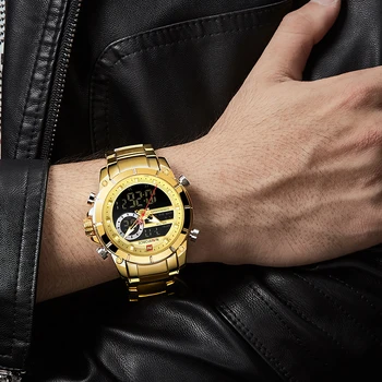 NAVIFORCE Sport mens moda dobar digitalni kvarcni ručni sat čelik vodootporan dvostruki zaslon datum sat Relogio Masculino