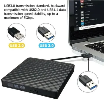 2020 Brand New Style USB3.0 High Speed Black External Combo Optical Drive CD/DVD Player RW ROM