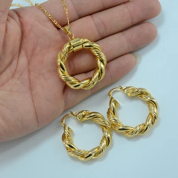 Anniyo Sudan set nakit ogrlica i naušnice Afrika zlatna boja arapski/Bliski Istok skup etiopska #000514