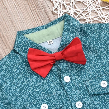 Beba Baby Boys Print Bow Button Shirt Shorts Set Casual Children Summer Outfits