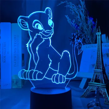 Disney animirani film Night Light The Lion King Nala USB 3D LED Light djeca djeca LED Night Light za uređenje spavaće sobe božićni pokloni