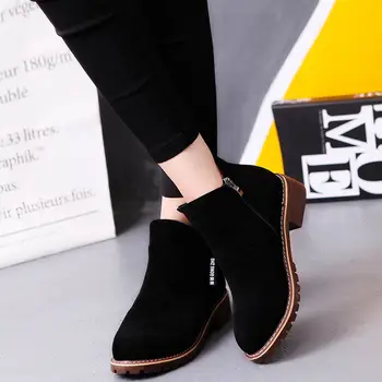 Trendi čizme Ženske patike kvadratnom peta casual cipele i žena 2021 patentni zatvarač čvrste odrasle žene čizme ženske cipele
