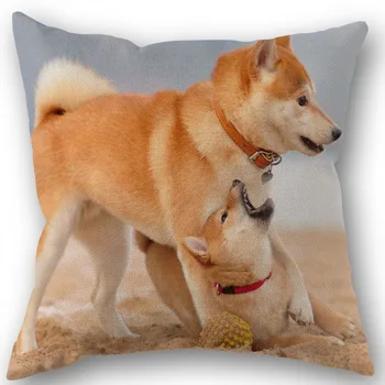 Običaj Akita Lovely dog Cotton Lanen Square Zippered Pillow Cover For Family Office Customize Your Picture 45*45cm DIY