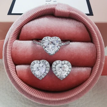 Luksuzni komplet nakita od 925 sterling srebra za vjenčanje žena zaručnički prsten okrugli naušnica-roze za jubilarnu Dubai Party Poklon Z10
