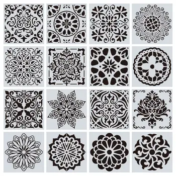 16 kom./compl. za višekratnu upotrebu matrica izrezati uzorak slikarstva paul zidne pločice tkanina za namještaj matrice Mandala slikarstvo šablone