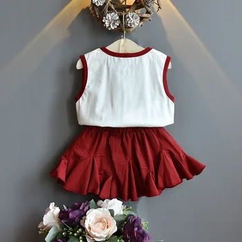 AA Little Girls 2-Pieces Outfit Set bez vrećice uzorcima slobodan top majica + ripples позолоченная guma dizajn kratka suknja kit