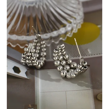 Yhpup Fashion Copper Bead Stud Earrings Statement Metal Teksturu Earrings for Women Party Jewelry nakit za žene Poklon 2020