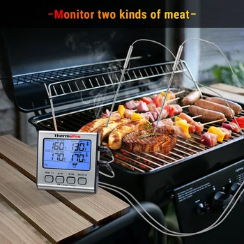 ThermoPro TP17 dual sonda vanjski kulinarstvo meso termometar veliki LCD pozadinsko osvjetljenje, hrana roštilj termometar sa stanjem kad način rada timera za pušač