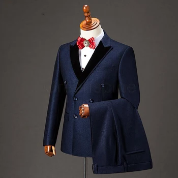 2020 Nova Moda Muška Odijela Za Vjenčanje Haljina Slim Fit Odijelo Homme Poslovno Odijelo Večera Kostim Iz Dva Dijela (Jakna+Hlače)