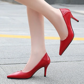 Visoke potpetice pumpe za žene oštar nos dva nositi Modne svakodnevno 7,5 cm štikle obuće velikih veličina 35-43 44 45 46 dame Marka pumpe