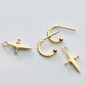 2018 Boho Chic zlatna boja 925 sterling srebra križ naušnice za žene visi križ privjesci naušnice minimalistički hoops