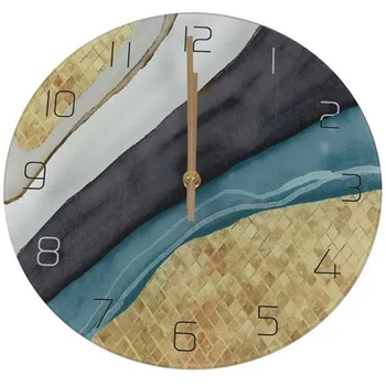 Zidni Satovi Nordic Decorative Marble Printing Wall Clock Mute Kvarc Okrugle Staklene Zidne Satove Moderan Dizajn Uređenje Doma