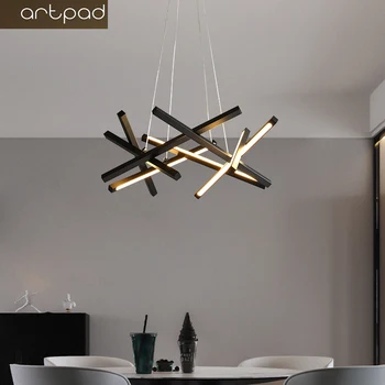 Artpad Gold / Black LED osvjetljenje luster za dnevni boravak uređenje doma viseći svijećnjak moderne i jednostavne željezne luster