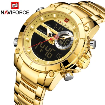 NAVIFORCE Sport mens moda dobar digitalni kvarcni ručni sat čelik vodootporan dvostruki zaslon datum sat Relogio Masculino