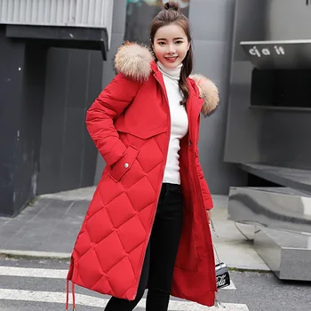 Ženski kaput zima 2020 novi kapa slobodan пуховик pamuk crveni kaput Femme Crna pamučna jakna ženska plus size dugo parka Mujer