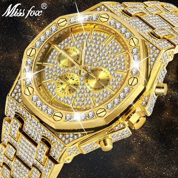 MISSFOX mens 2020 luksuzni dizajn klasični vodootporan sat kalendar biljka od nehrđajućeg čelika zlatna narukvica ručni sat novi dar
