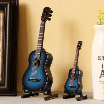 Plavi mini klasična gitara model drveni mali gitara prikaz glazbeni instrument uređenja dar s футляром štand