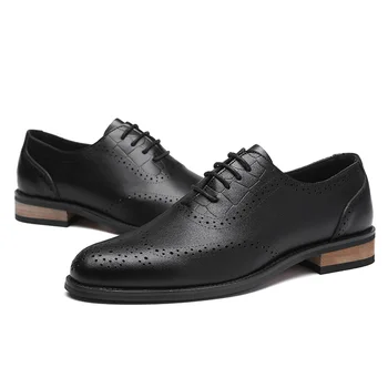 2020 muške Casual cipele od prave kože, elegantne muške poslovne modeliranje cipele muške sandale броги urezana modni kožne cipele