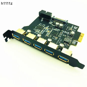 Super Speed PCI-E to USB 3.0 19-Pin 5 Port PCI Express Expansion Card Adapter SATA 15Pin Connector with Driver CD for Desktop PC