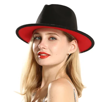 2020 zimske osjetio fedora šeširi za žene moda stan široka polja vune osjetio jazz kape za muškarce crna i crvena koza top vintage vjenčanje šešir