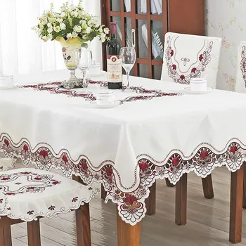 Europa luksuzna vezeni stolnjak i stol stol poklopac stolnjak vjenčanje 213 crveni cvijet poklopac stolice tekstila za domaćinstvo