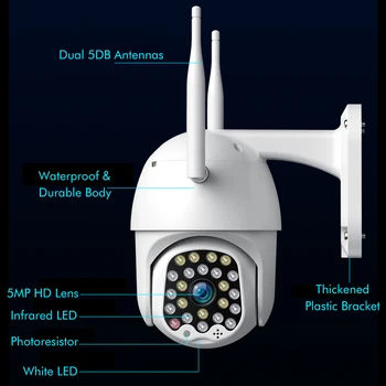 1080P 23 5MP sa LED Smart Speed Dome WIFI IP kamera dvosmjerni audio boji noćni vid vanjski vodootporan automatsko praćenje
