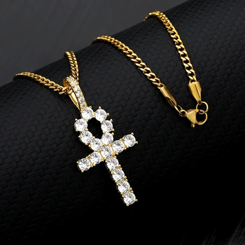 Sretna žena Kristal privjesak križ ogrlice za žene zlato srebro cirkonij Diamond krug nakit Valentinovo