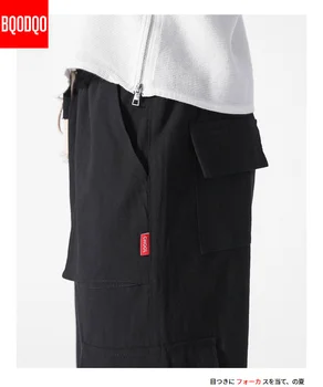 Ljetni fitness svakodnevne hlače muški hip-hop bočni džep japanski vrt odjeća ravne hlače, muška moda pamuk trkači ženske sportske hlače