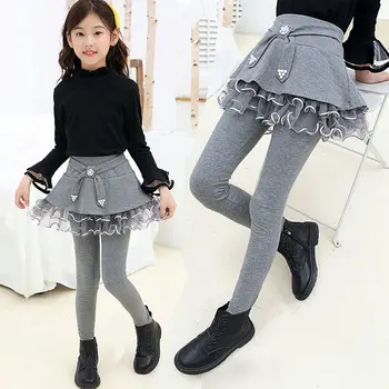 Tajice za djevojčice jesenski i zimski odjeća Dječja odjeća hlače fake2-piece plus baršun soft suknja hlače hlače za djevojčice