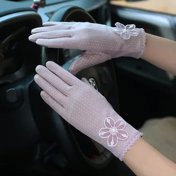 Ženska moda pletu čipke vožnje zaslon osjetljiv na dodir tanak pamuk rukavice seksi ljetne UV krema za sunčanje kratke Sunce luk točke cvijet rukavice I29