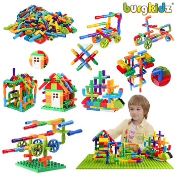 BURGKIDZ DIY vodovod gradivni blokovi igračka Obrazovanje izgradnja cjevovoda cigle obrazovne matične dizajnerske igračke za djecu