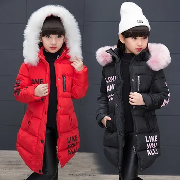 Novi modni dječje odjeće zimska krzno jakna za djevojčice 12 godina toplije s kapuljačom debeli pamuk стеганая dugo monotono jakna