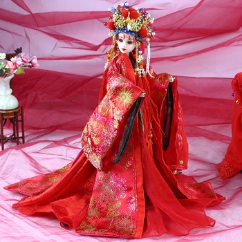 Fortune days bjd East Charm kineski stil raskošnu vjenčanicu Kina nevjesta štand kutija 35cm crveni šešir Suvenir igračka na poklon