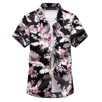 6XL 7XL muška košulja 2019 ljetna moda havajski košulja muška svakodnevni Cvjetni print majica kratkih rukava muške Slim Fit plaža majice