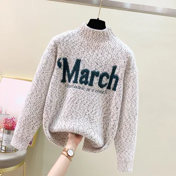 [ARQ] proljeće i jesen 2021 novi obložen džemper slobodan pulover monogram vezeni džemper