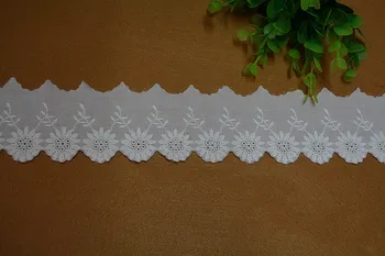 Novi dolazak Off-white Cotton tkanina Suncokreti vez cvjetne čipke završiti DIY cvjetne čipke tkanina širine 5,5 cm 14Yds/lot