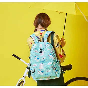 Jednorog ispis ruksak žene vodootporan Kawai Plava knjiga torbe laptop torba školska torba za djevojaka Mochila