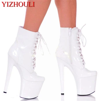 Hot prodaja Ženske čizme do 8 inča visoke pete plateform cijele čarapa mondeno cipele 20 cm remenčićima klasične kratke moto čizme