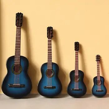 Plavi mini klasična gitara model drveni mali gitara prikaz glazbeni instrument uređenja dar s футляром štand