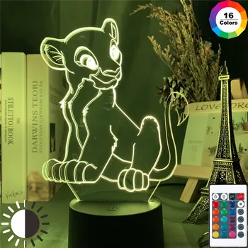 Disney animirani film Night Light The Lion King Nala USB 3D LED Light djeca djeca LED Night Light za uređenje spavaće sobe božićni pokloni