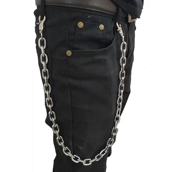 Moda punk hip-hop modni kožne trake struk krug Muške hlače krug novčanik krug remen Link traperice srebrni metal odijevanje
