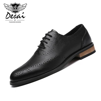2020 muške Casual cipele od prave kože, elegantne muške poslovne modeliranje cipele muške sandale броги urezana modni kožne cipele