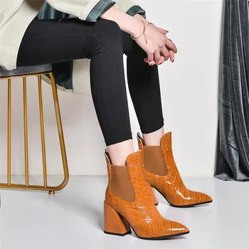 FEDONAS ženski novi veliki veličina Chelsea čizme visoke štikle stranka dance cipele žena kvaliteta prirodna koža žene su tople čizme