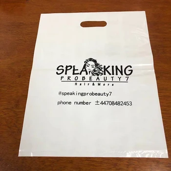 100 kom običaj logo plastične shopping torbe s ručkom, plastični nakit vreća pakiranje poklon nosi torbe ručka odjeća torbe pamet