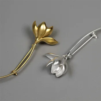 INATURE 925 sterling srebra veliki cvijet magnolije broš za žene vjenčanje odijevanje i nakit pribor