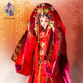 Fortune days bjd East Charm kineski stil raskošnu vjenčanicu Kina nevjesta štand kutija 35cm crveni šešir Suvenir igračka na poklon