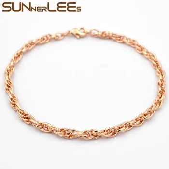 SUNNERLEES Fashion Jewelry 3.5 mm uže twisted lanac narukvica rose gold boja za muškarce žene dar C105 B