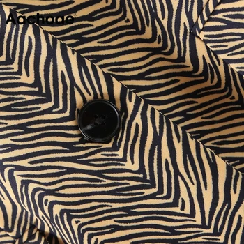 Aachoae Ženska Moda Zebra Prugasti Print Blazers Dugih Rukava Vintage Kaput Džepovima Svakodnevni Ured Dame Однобортный Jakne