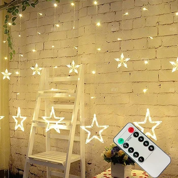 4M Christmas Lights AC 220V with Remote Romantic Fairy Star LED Curtain String For Holiday Wedding Garland Party Decoration