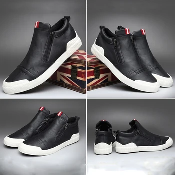 2020 nove muške jednostavne čizme moda korejski Joker visoke i Casual obuća muška patentni zatvarač čizme na stanu petu MG56569
